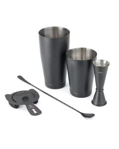 Mercer Bar M37101MBK Barfly Black Out 5-Piece Bar Set