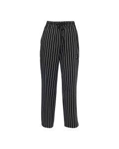 Winco UNF-3CL Chef Pants, Black with Chalkstripe, Large