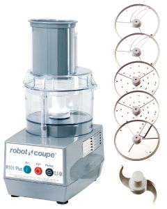 commercial food processor Robot Coupe R101 Plus combination cutter and vegetable slicer with 2.5 qt bowl. 