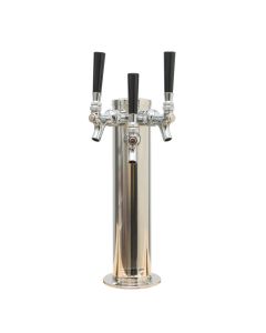 American Beverage Three Faucet Beer Tower, Chrome | 3" Column