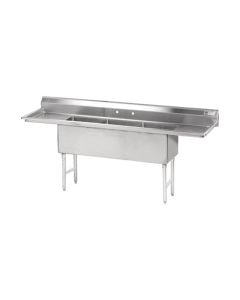 Advance Tabco FC-3-2424-24RL-X 3 Bowl Compartment Sink W/2 24" Drainboards