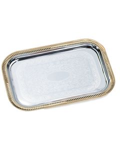 Vollrath Rectangle Serving Tray W/ Gold Trim