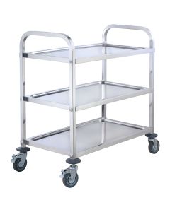 35"H Stainless Steel Heavy Duty Bus Cart for Commercial Kitchens | 3 Tier