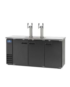 73" Black 3 Door Beer Dispenser with 2 Tap Towers & 4 Faucets | Arctic Air ADD72R-2