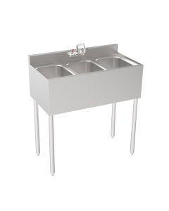 Krowne 18-33 Silver Series Three Compartment Sink 36" W x 18.5" D