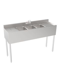 Krowne 18-53C Silver Series Three Compartment Sink 60" W x 18.5" D with Left and Right Drainboards