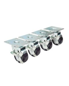 Krowne 28-101S Plate Casters 3" Wheel 4" x 4" Plate Swivel Brake 4" Lift