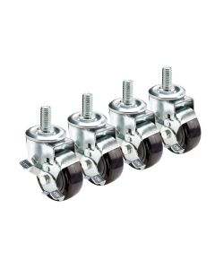 Krowne 28-156S Adjustable 6"-7" Height Stem Casters 1/2"-13 Stem 3" Wheel Swivel Lock