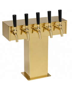Perlick 5 Tap Tarnish-Free Brass Beer Dispenser Tee Tower