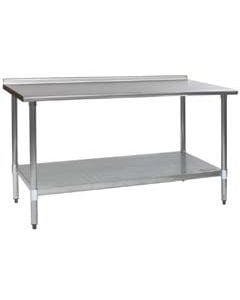 Deluxe Stainless Steel Work Table with 1-1/2" Backsplash & Galvanized Undershelf | 24" x 72" | Eagle Group UT2472EB