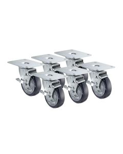 Krowne 28-194S Plate Casters 4" x 5" Plate 4" Wheel Brake