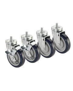 Krowne 30-141S Low Profile Stem Casters 1/2"-13 Stem 5" Wheels Brake