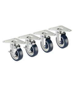 Krowne 30-161S Heavy Duty Triangle Plate Casters 5-3/8" x 5-3/8" x 7-1/2" 5" Wheels Brake