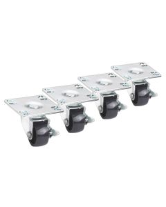 Krowne BC-132 Low Profile Plate Casters 2" Wheel Brake 3" Lift