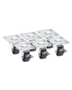 Krowne BC-133 Low Profile Plate Casters 2" Wheel Brake 3" Lift