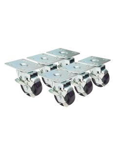 Krowne BC-135 Plate Casters 3" Wheel Brake 4" Lift
