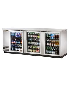 True TBB-4G-S-LD 91” Back Bar Cooler made from Stainless Steel with 3 Doors