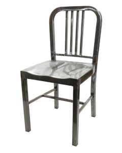 Metal Navy Dining Chair - Welded Steel - Silver with Clear Coat