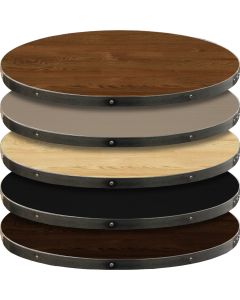 Fortress Steel Edge Tabletop | Round, 48" Dia. | E-Wood Finish