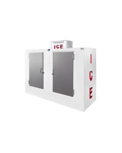 Commercial Outdoor Ice Freezer Merchandiser. The Leer L100AS ice bin merchandiser holds 410 seven lb bags of ice. 