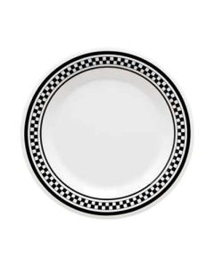 Plate | 9" Dia. | Melamine | Rim Checkerboard Pattern, CS24