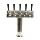 5 Faucet Beer Tower Stainless "T" Style 3" Column