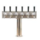 6 Faucet Beer Tower Stainless "T" Style 3" Column Front View