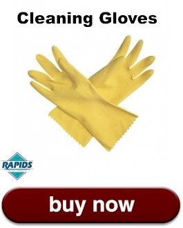 Rubber Gloves for dishwashing and cleaning kitchen equipment such as a charbroiler or grill