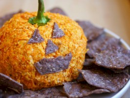 Nacho Jack-o-Lantern Cheese Ball Recipe for Halloween Food