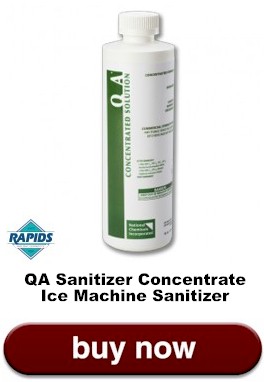 Sanitize your ice machine during cleaning and maintenance. QA Sanitizer sold by Rapids Wholesale for ice machines