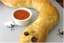 snake calzone Halloween recipe ideas for restaurant or bar