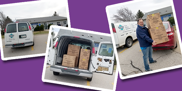 Clay delivers take-out containers to Heritage