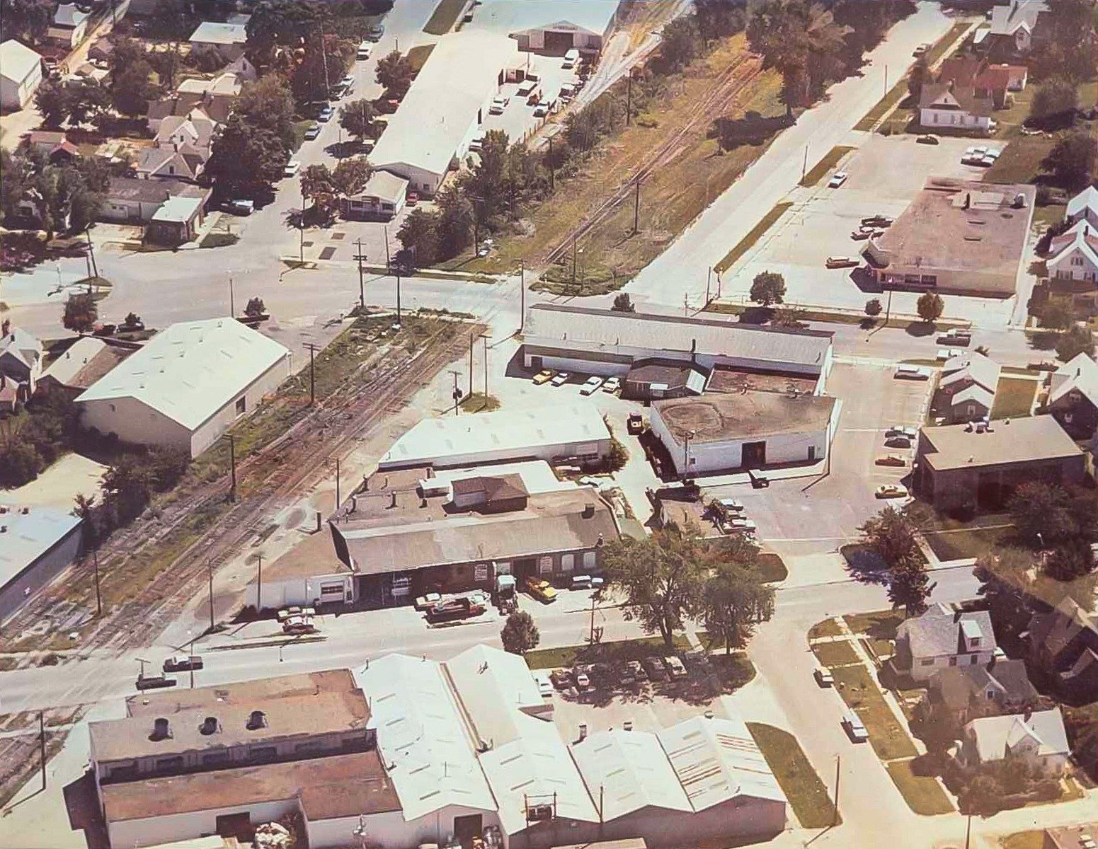 Aerial Shot of Old Downtown Building