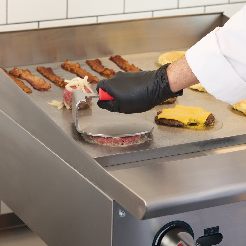 Smashed Burger Press on a griddle