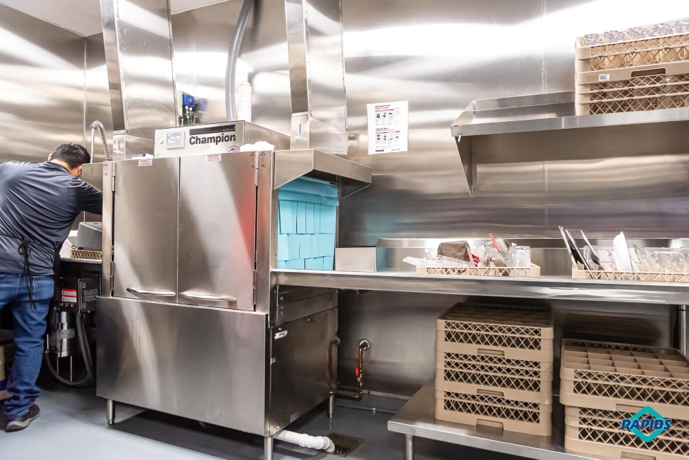 The Conveyor Type Dishwasher in TRIO Entertainment Center Project by Rapids Contract & Design